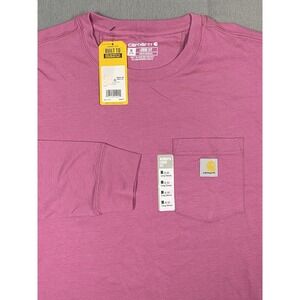 NWT Carhartt Women's Loose Fit Long Sleeve Pink 1 Pocket T Shirt Work Shirt